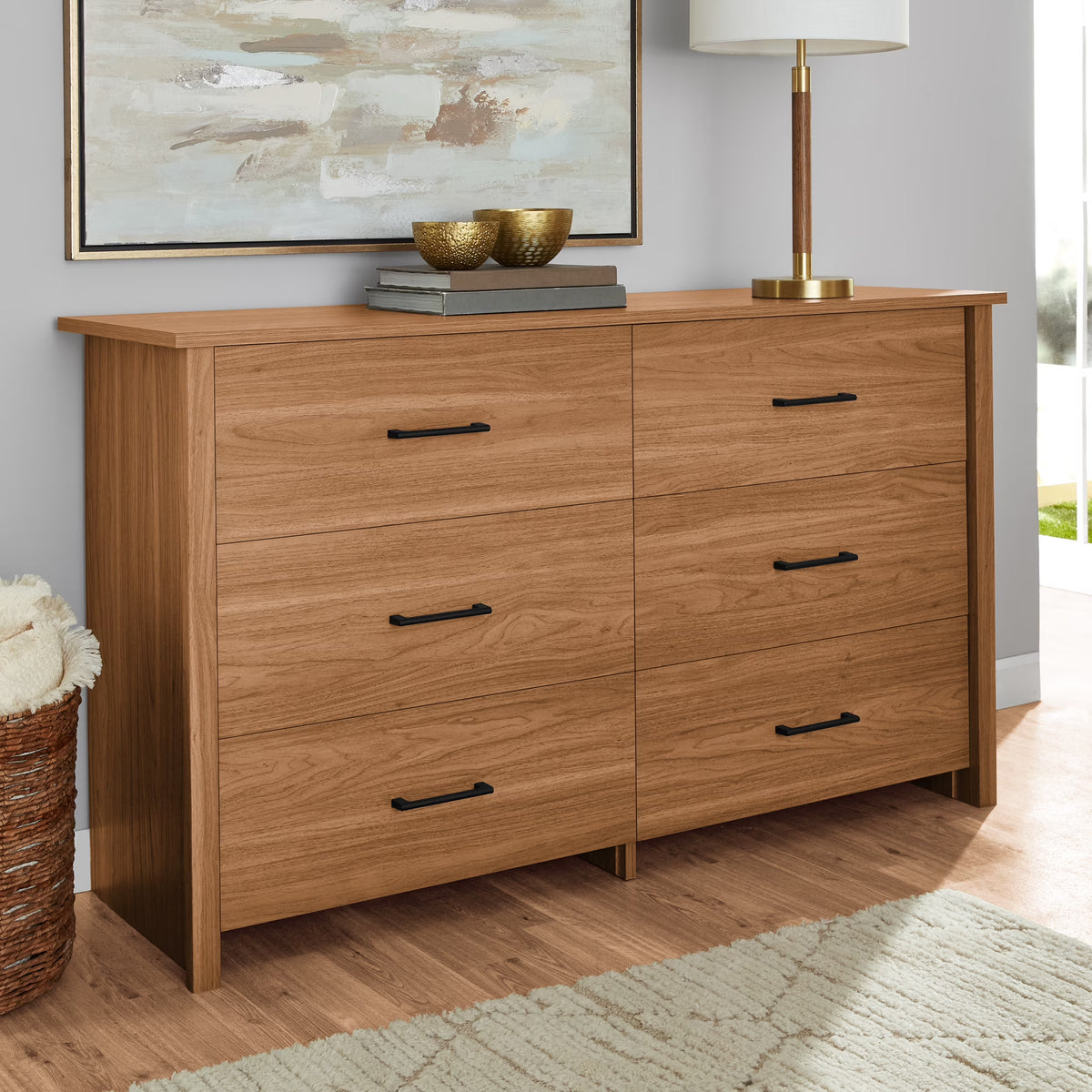 Mainstays Hillside 6-Drawer Dresser, Soft White Finish