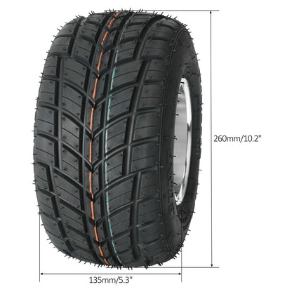 High Performace Go Kart Tire and Rim, 10x4.50-5 Go Kart Front Wheel and Tire Fit Bolt Pattern 48mm w/ 3 Holes for Go Kart Drift Trike Buggy Racing Cart, Non-Slip Tread, Aluminum Alloy Rim (2)