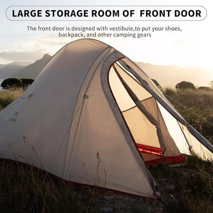 Naturehike 2 Person Tent Lightweight Backpacking Tent with Footprint - Free Standing Ultralight Camping Hiking Backpack Tents, 7.22×5.25ft, Sand