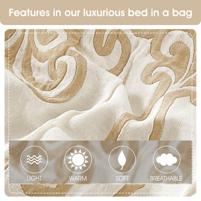 Lanco Smoke Grey Comforter Set California King Size, 9 Piece Jacquard Floral Bedding Set, All Season, Ultra-Soft, Matching Pillows & Shams, Bed Skirt