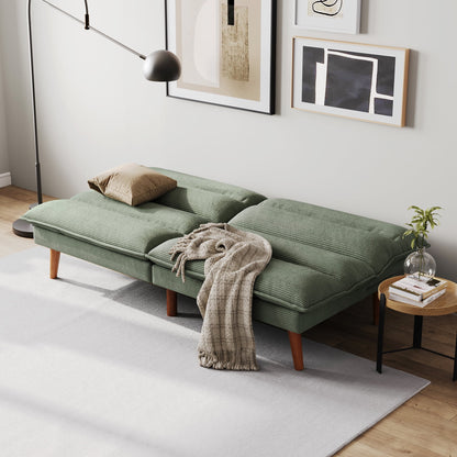Linsy Home 71" W Corduroy Convertible Futon Sofa Bed, Army Green