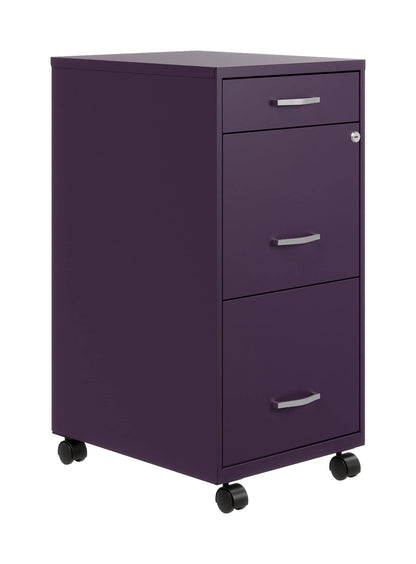 Space Solutions 18" Deep 3 Drawer Mobile Letter Width Vertical File Cabinet, Midnight Purple