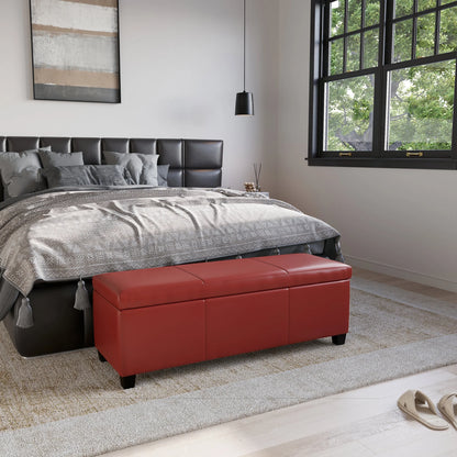 BELLEZE Storage Ottoman Bench Footstool - Amherst (Beige)