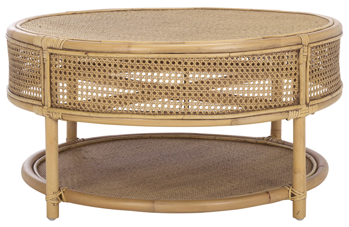 SAFAVIEH Modern Round Rattan Coffee Table, Natural