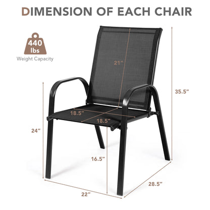 Gymax Set of 4 Patio Chairs Dining Chairs w/ Steel Frame Yard Outdoor Grey