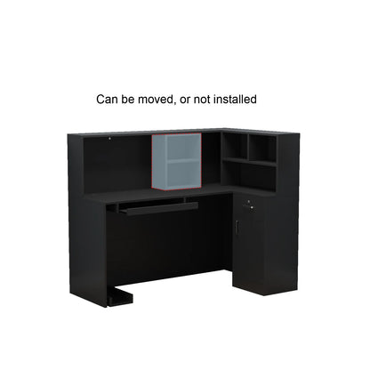 MONSLIPA L-Shape Wood Reception Desk with , Register Stand Reception Center Desk, White
