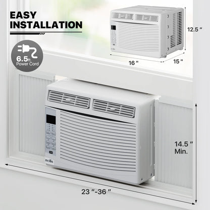 mollie 12,000 BTU 115V Window Air Conditioner, Cools Rooms up to 450 Sq.Ft., Window AC Unit with Remote Control, 24H-Timer and 3 Fan Speeds, White