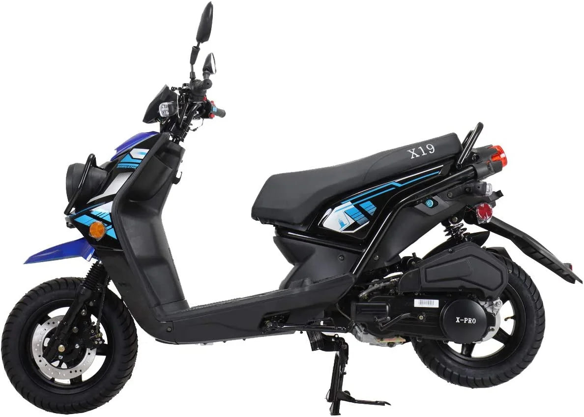 X-Pro Brand New 150cc Gas Moped Motorcycle, 12" Aluminum Wheels Electric/Kick Start Dual Headlights