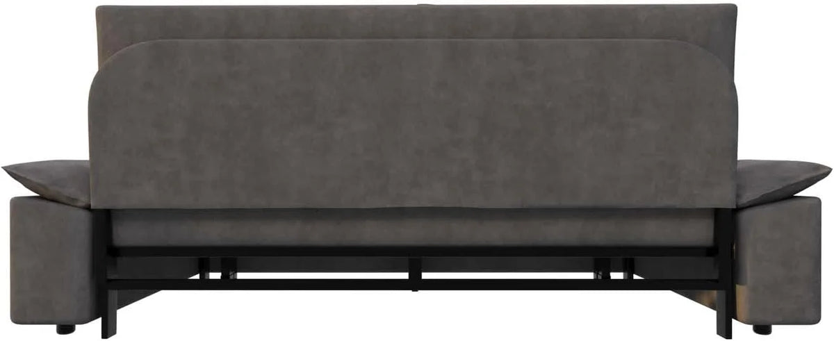 Tabaray 63.8" Futon Sofa Bed Queen Size, Pull Out Bed, 3-in-1 Convertible Sleeper Sofa with Side Pocket, Modern Plush Velvet Futon Couch for Living Room, Small Space, Apartment, Bedroom, Black