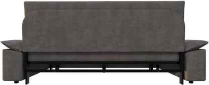 Tabaray 63.8" Futon Sofa Bed Queen Size, Pull Out Bed, 3-in-1 Convertible Sleeper Sofa with Side Pocket, Modern Plush Velvet Futon Couch for Living Room, Small Space, Apartment, Bedroom, Black