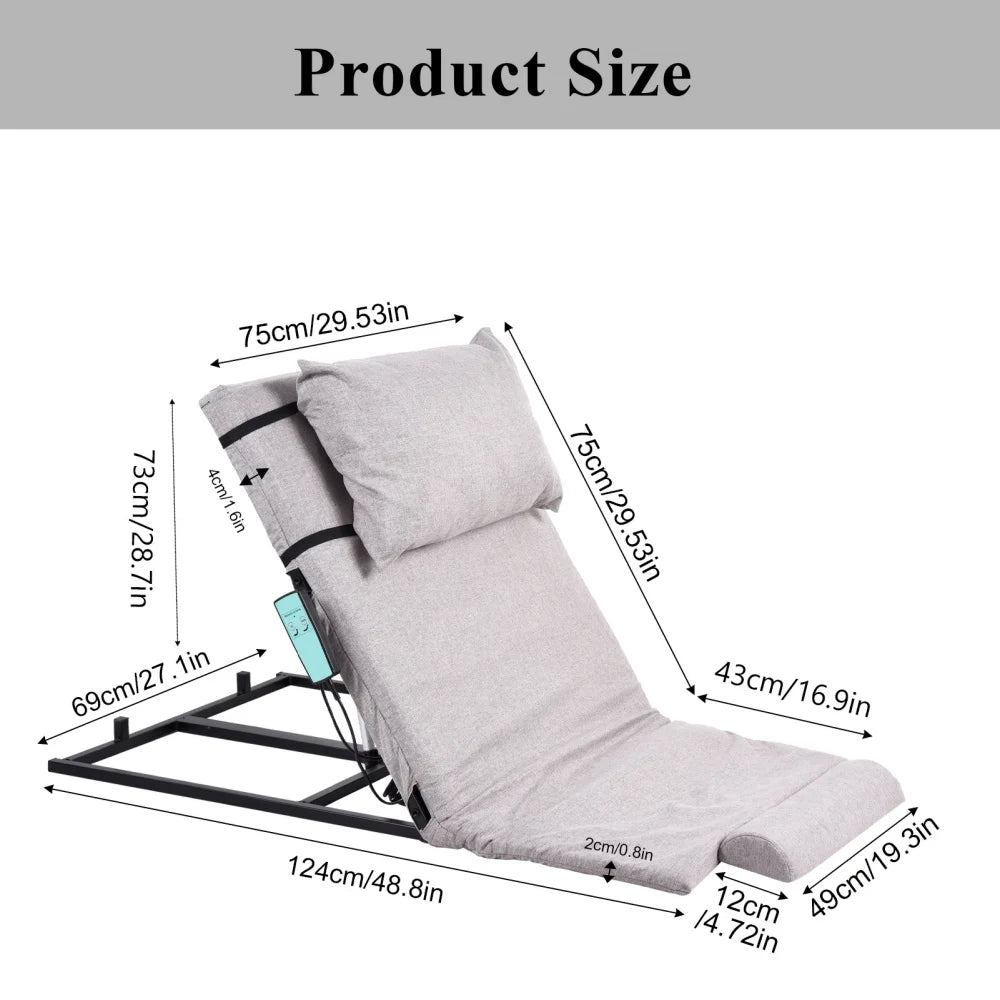 Adjustable Power Lifting Bed Backrest for Elderly Patient Injured, Sit-up Back Rest Chair for Neck Lumbar Back Support, Electric Lifting Backrest for Bed (Gray)