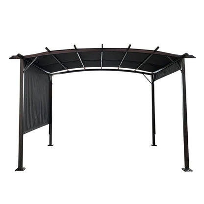 12 x 9 Ft Outdoor Gazebo with Retractable Shade Canopy, Weather Resistant Backyard Gazebo, Patio Outside Gazebo with Sturdy Construction, Metal Gazebo with Rust-Resistant Finish for Garden, Gray