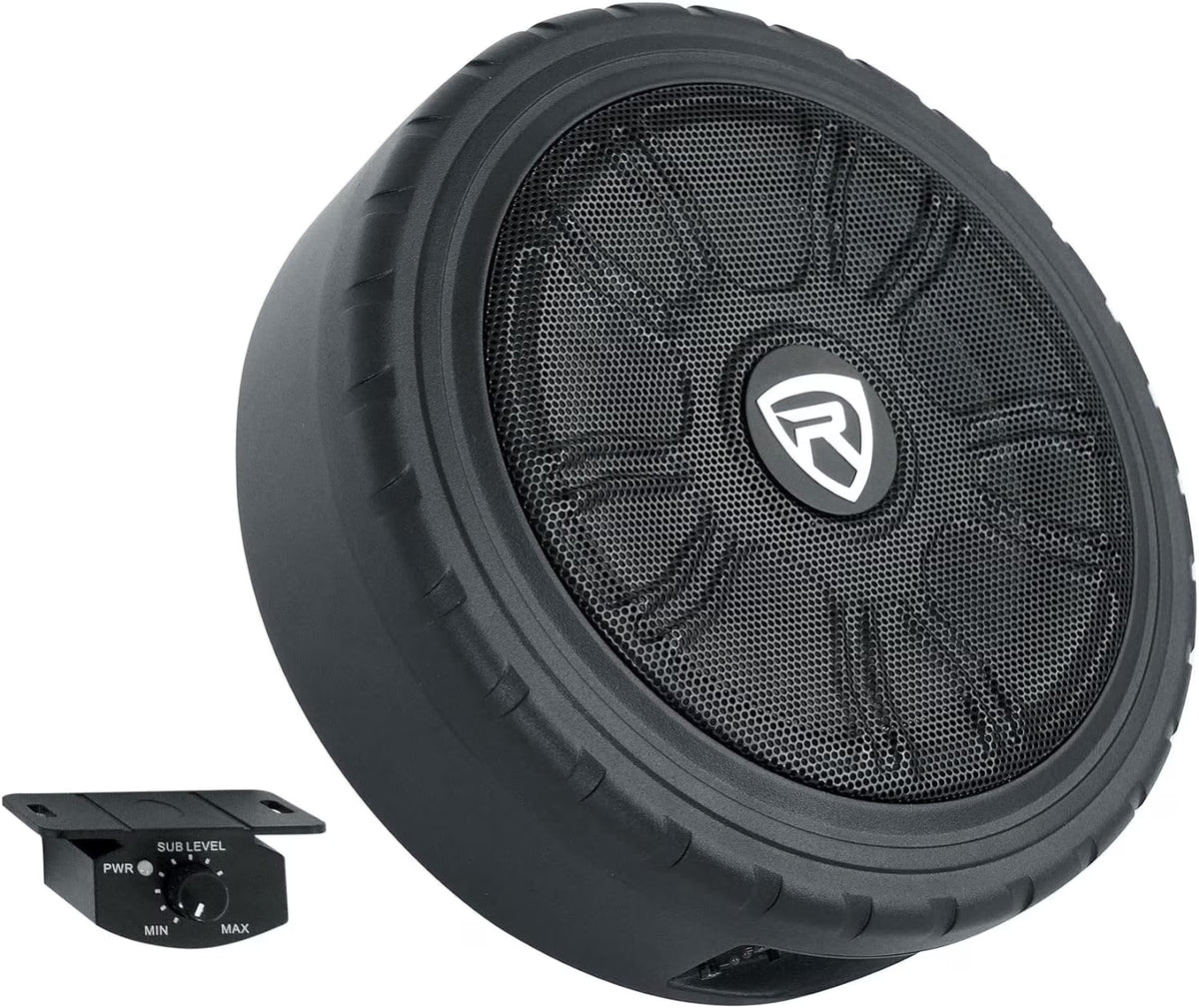 Rockville WHEEL OF BASS 8" Slim Under-Seat Powered Truck/Car Audio Subwoofer Sub