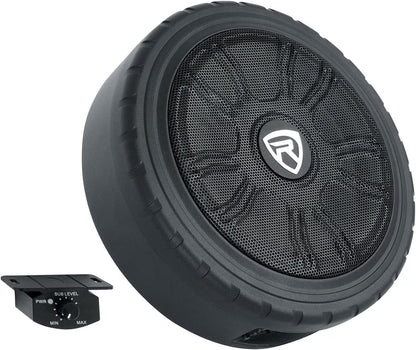 Rockville WHEEL OF BASS 8" Slim Under-Seat Powered Truck/Car Audio Subwoofer Sub