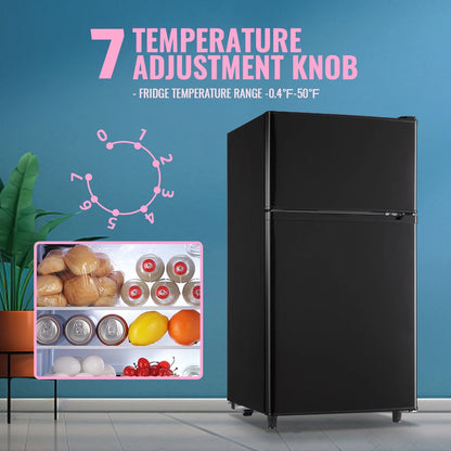 WANAI 3.5 Cubic feet Small Refrigerator with Freezer on Top Double Door Mini Fridge New White