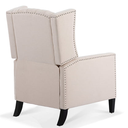 Triple Tree Modern Fabric Foam Wood Solid Print Nailhead Trim Accent Chair, Beige