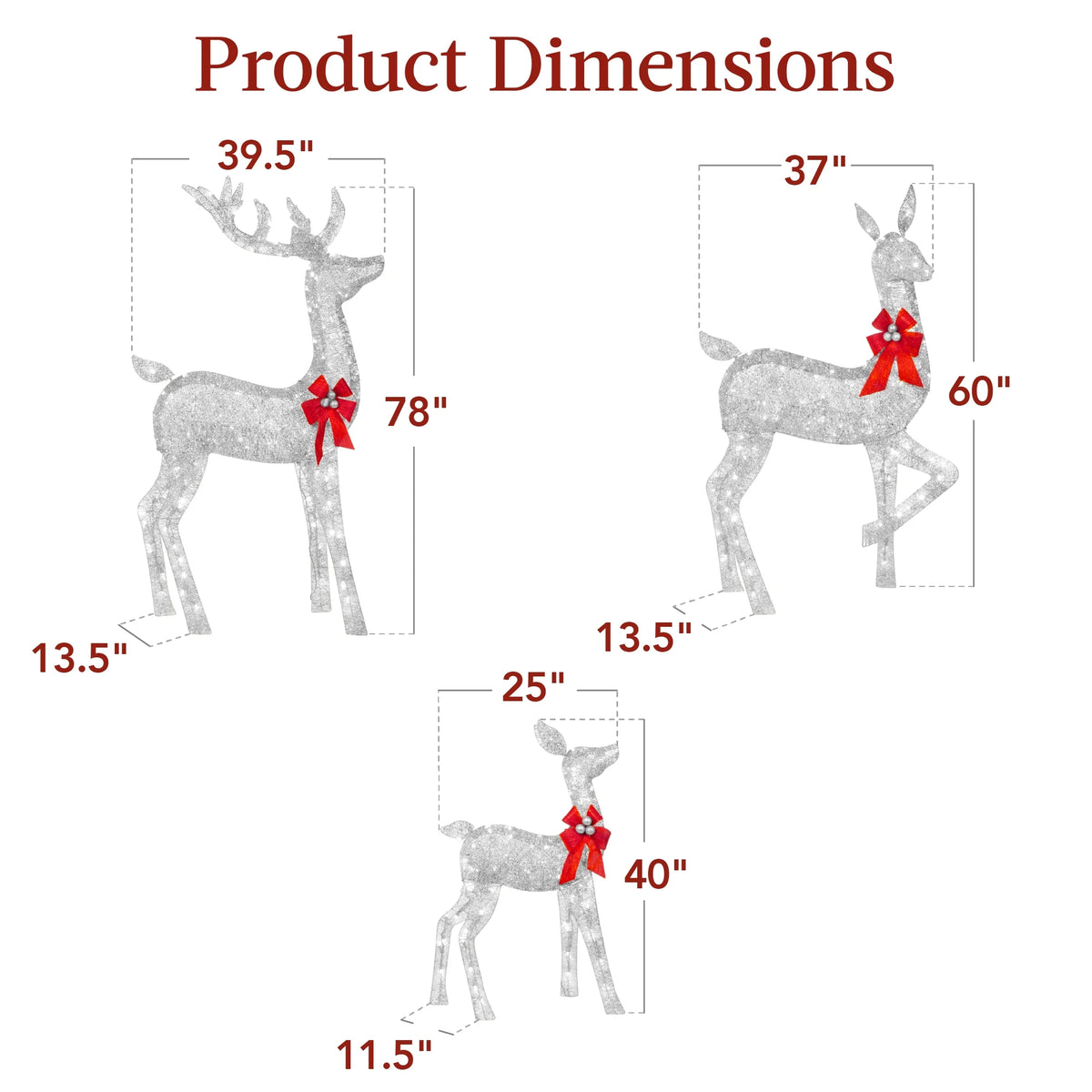 Best Choice Products 6.5ft 3-Piece Lighted Christmas Deer Set Outdoor Yard Decoration w/ 385 LED Lights, Stakes - Gold
