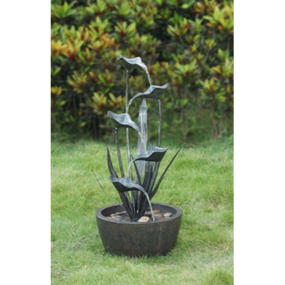 Hi-Line Gifts 35.5" Gray and Brown Outdoor Garden Plant Fountain