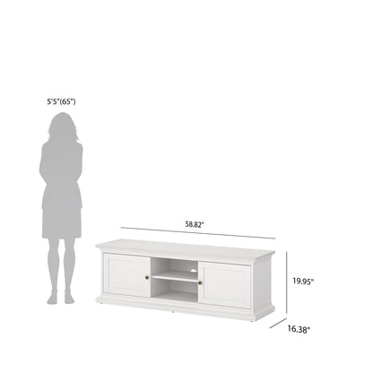 Tvilum Maison Park 2 Sliding Door TV Stand with 6 Shelves, White