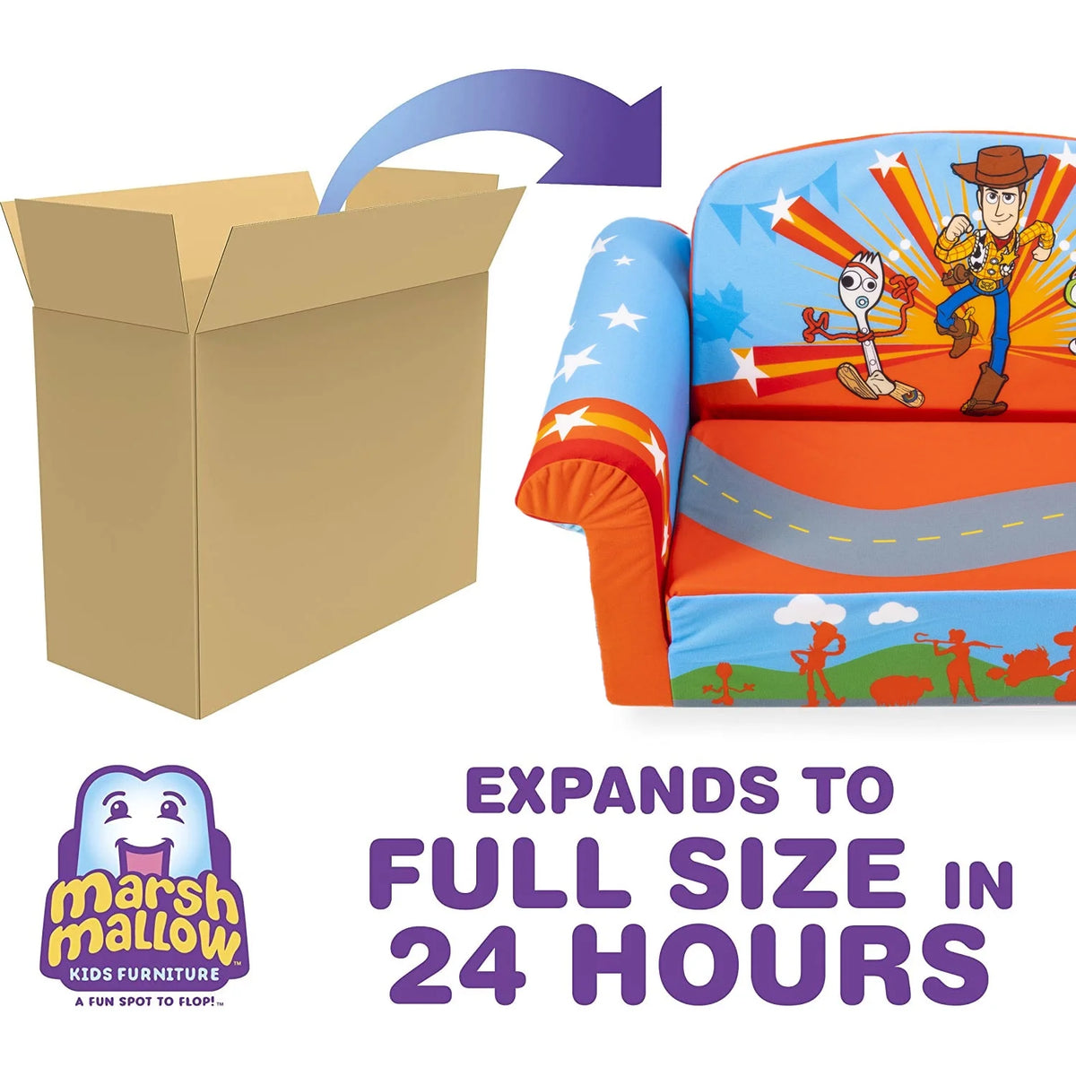 Marshmallow Furniture 2 Pack 2-in-1 Flip Open Foam Sofa Bed, Toy Story 4