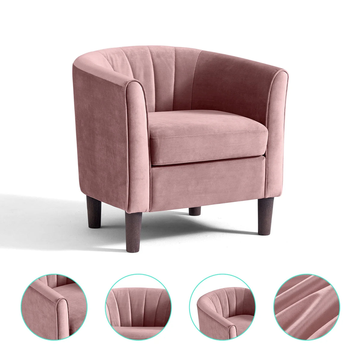 LINSY HOME Accent Chair Set of 2, Velvet Accent Chair with Ottoman for Living Room, Blue