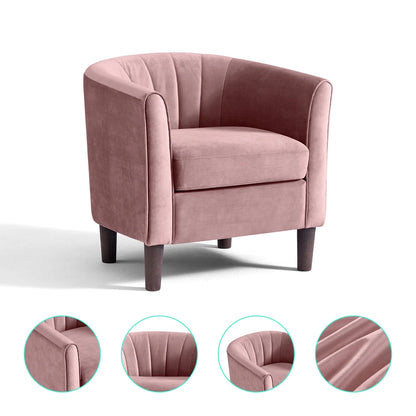 LINSY HOME Accent Chair Set of 2, Velvet Accent Chair with Ottoman for Living Room, Blue