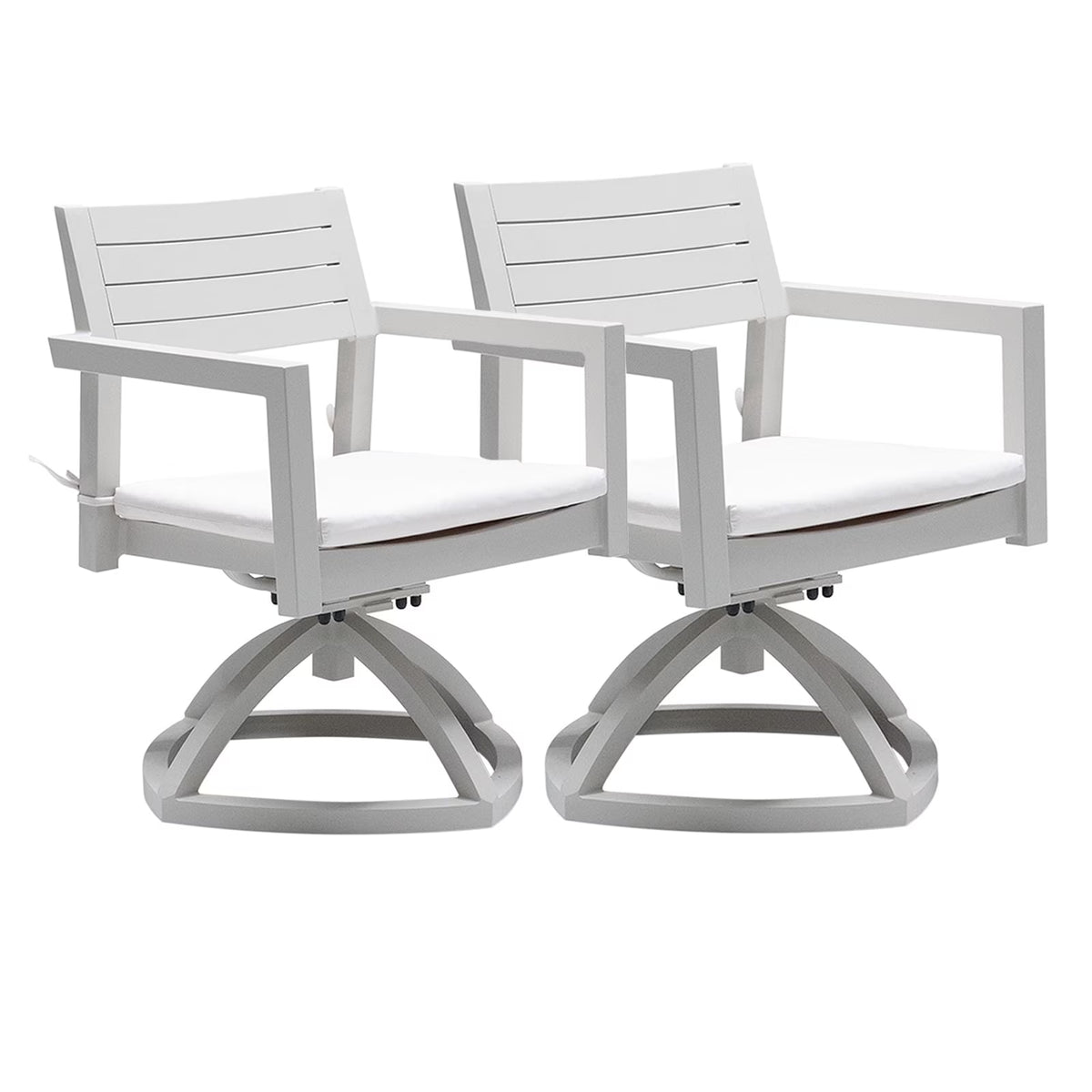 Outdoor Patio K/D Aluminum Stationary Dining Chairs 2PCS with Outdoor-grade Sunbrella Fabric Cushions, Branch-Like Backrest ,FSC-Certified Wood Armrests, Bourbon Brown