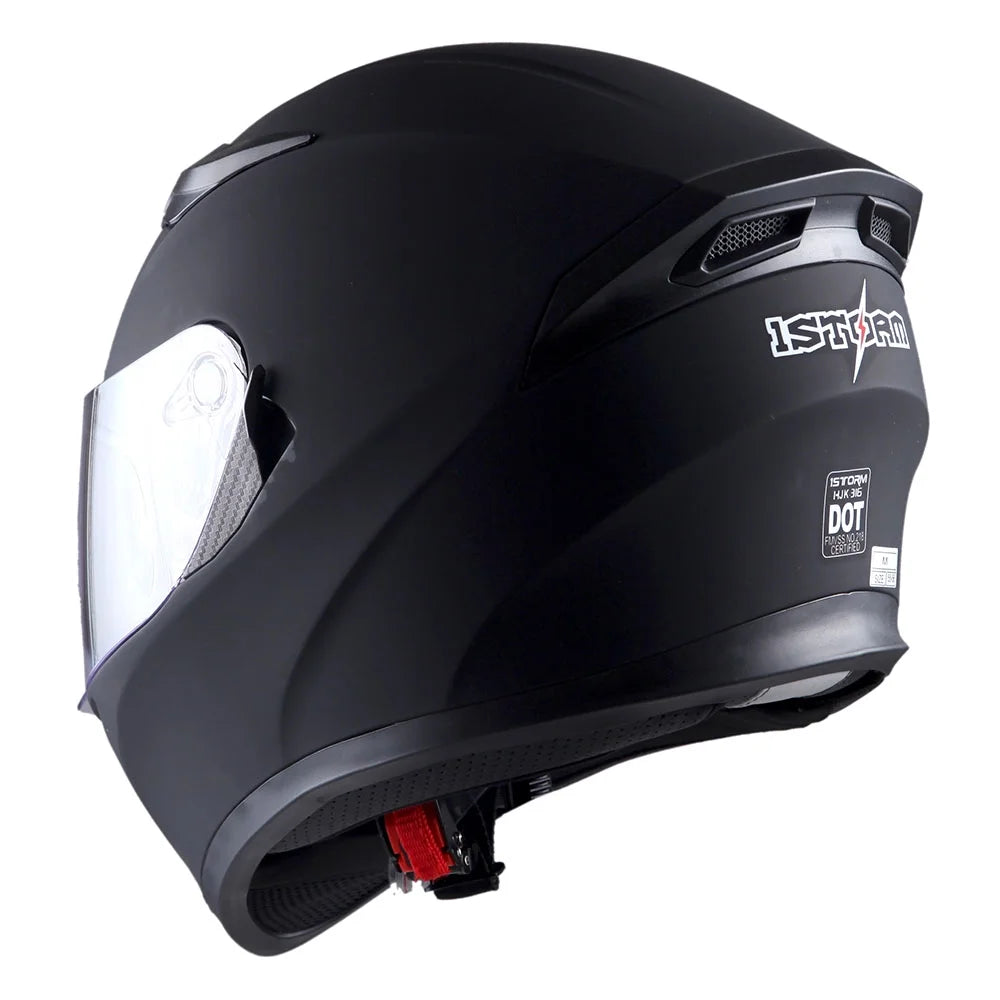 1Storm Motorcycle Modular Full Face Flip up Dual Visor Helmet + Spoiler + Motorcycle Bluetooth Headset: HJK316 Mechanic Red