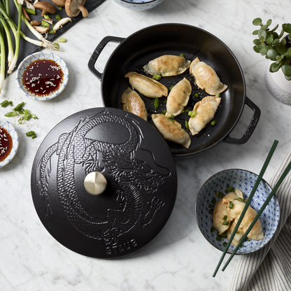 Staub Cast Iron 2.5-qt Saute Pan with Dragon Lid - Cherry