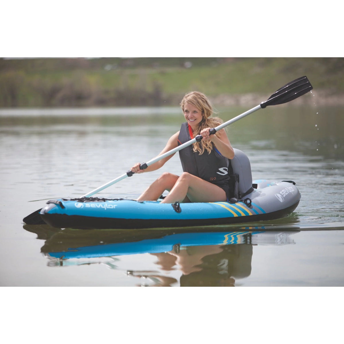 Sevylor K1 QuikPak 21 Gauge PVC Inflatable Coverless Sit-On-Top 1 Person Kayak