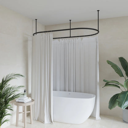 Naiture Stainless Steel Oval Shower Curtain Rod with Ceiling Support for Clawfoot Tub in 48" L X 30" W, Brushed Nickel Finish