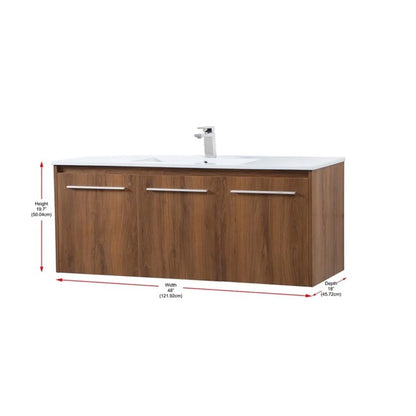 Elegant Kitchen and Bath 48 Inch  Single Bathroom Floating Vanity In Concrete Grey