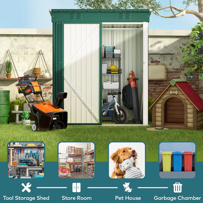 5'x3' Outdoor Storage Shed, Lofka Metal Storage Tool Shed with Single Lockable Door, for Bike| Garden Tools| Patio, Grey