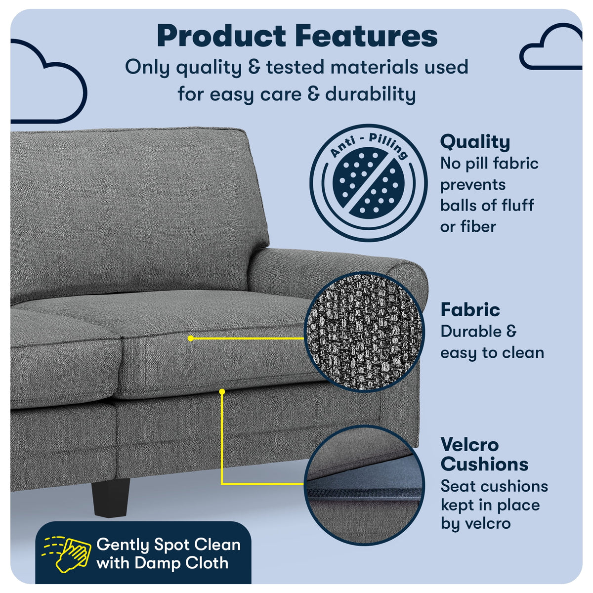 Serta Copenhagen 78" Rolled Arm Sofa with Removable Covers Dark Brown