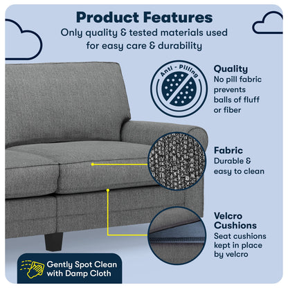 Serta Copenhagen 78" Rolled Arm Sofa with Removable Covers Dark Brown