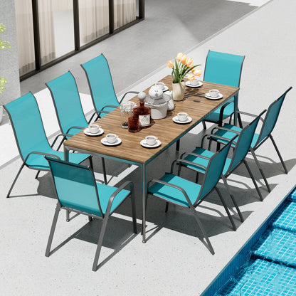 Arlopu 8Pcs Patio Dining Chairs Outdoor Stackable Armrest Chairs for Lawn Garden Backyard