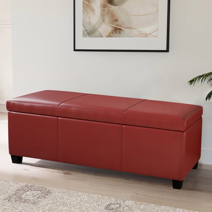 BELLEZE Storage Ottoman Bench Footstool - Amherst (Beige)