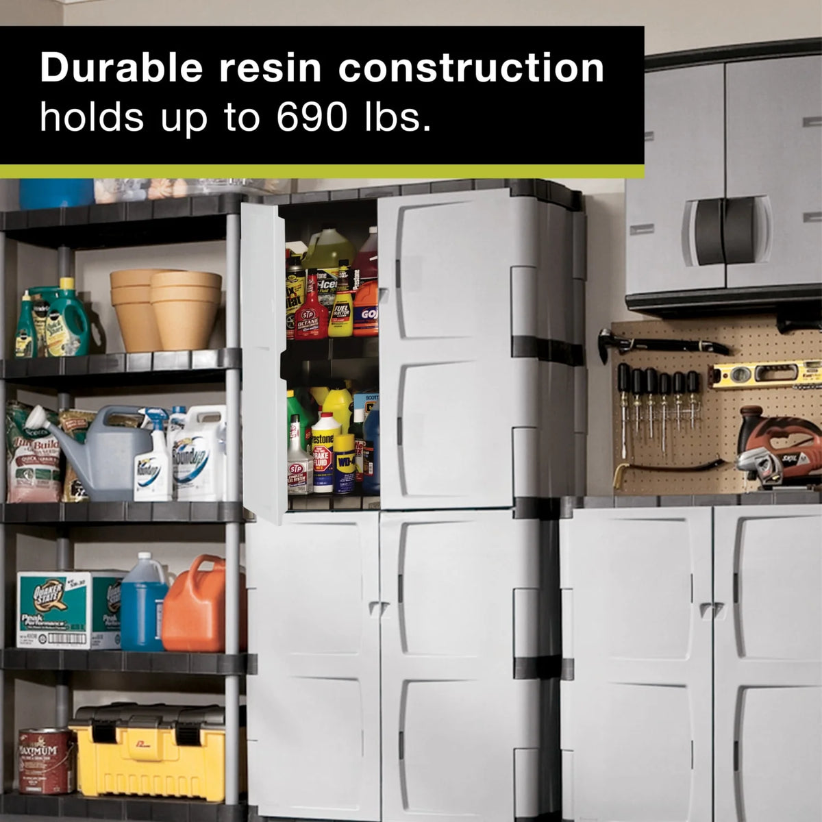 Rubbermaid Full Double Door Vertical 27 Cu.Ft. Garage Storage Cabinet
