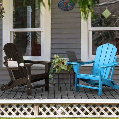 FOOWIN HDPE Plastic Adirondack Chairs Set of 4, Black