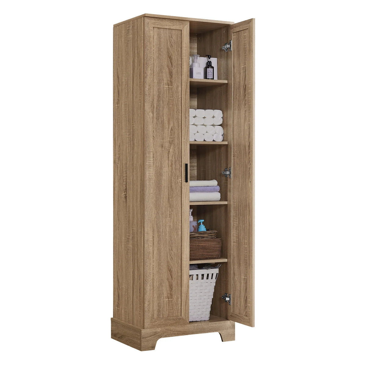 22'' Double Door Storage Cabinet with Adjustable Shelves, High Quality Bathroom Cabinet with  MDF Material, for Living room, Bathroom, Black