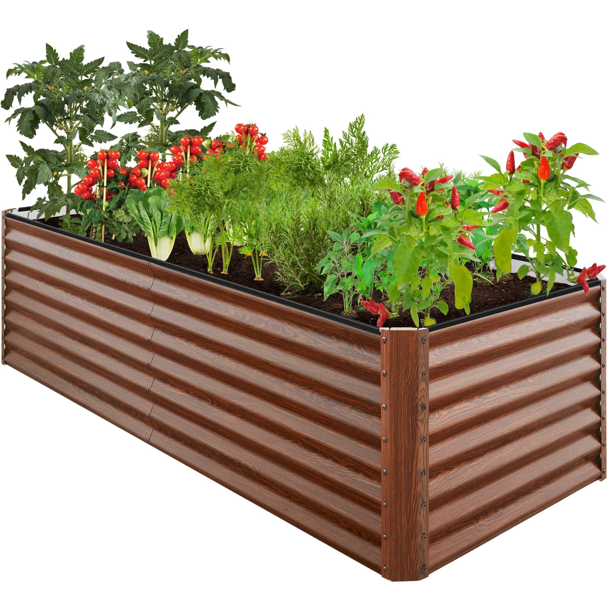 Best Choice Products 8x4x2ft Outdoor Metal Raised Garden Bed, Planter Box for Vegetables, Flowers, Herbs - Gray