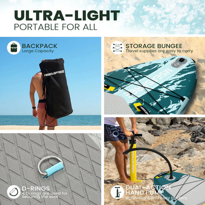 MSEASFREE 11.5 ft Inflatable Paddle Board All-Purpose Fishing Stand up Paddle Board with Full SUP Accessories