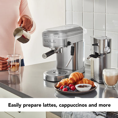 KitchenAid Metal Semi-Automatic Espresso Machine and Automatic Milk Frother Attachment Bundle