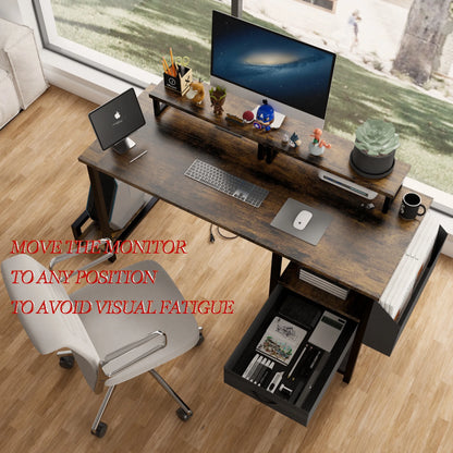 New 47.3" Computer Desk with Power Outlets, Small Home Office Desk with 3 drawers,Side Pocket, Gaming Desk, Modern Study Desk, Laptop Desk, White