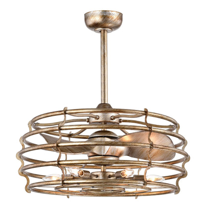 Baakir 26.1 in. 6-Light Indoor Gold Brushed Finish Ceiling Fan with Light Kit and Remote