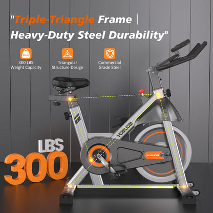 YOSUDA Indoor Cycling Bike, 330 lbs Capacity, Comfort Seat, LCD Monitor