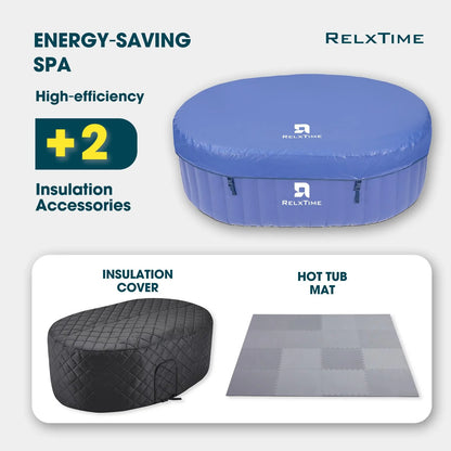 RELXTIME 2 Person Oval Inflatable Hot Tub Set, Blue
