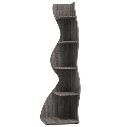 Finihen 5-Tier Corner Bookcase, Wood Bookshelf Storage Organizer, 70" Tall Display Standing Shelf Unit for Bedroom, Living Room, Green