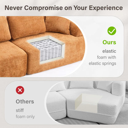Loveseat Sectional Sofa for Living Room, 65’�?Modern Luxury Plush Chenille Extra Deep Seat Curved Cloud Floor Couch with 3 Throw Pillows for Small Spaces, No Assembly Needed, Sapphire Blue