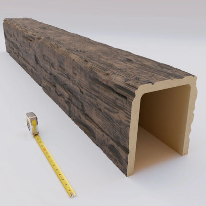 Ekena Millwork 3 1/2"W x 3 1/2"H x 120"L 3-Sided (U-Beam) Salvaged Timber HeritageTimber Faux Wood Ceiling Beam, Kona Brown